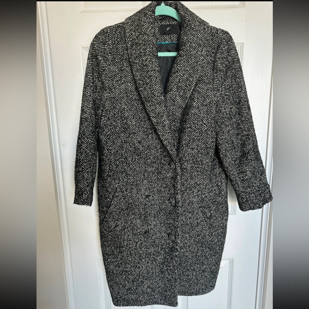 H&M Black and Gray Pea Coat
